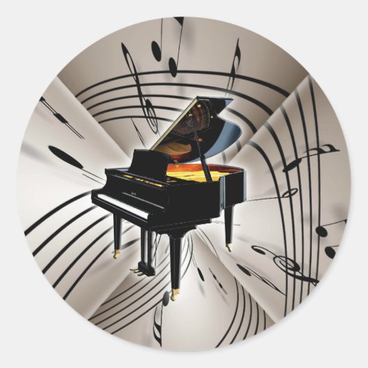 Sticker Rond Piano Notes et personnel (Devant)