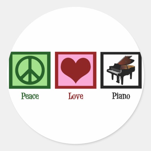 Sticker Rond Piano Peace Love (Devant)