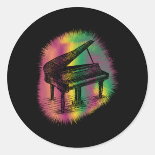 Sticker Rond Piano Pianiste musicien Instrut Piano Musique