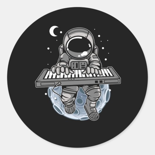 Sticker Rond Piano Player Astronaut instrument de musique Cosmo (Devant)