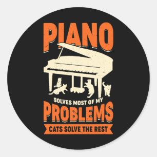Sticker Rond Piano Player Conception pour un Amoureux des chats