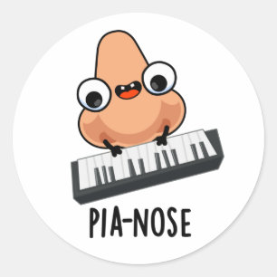 Sticker Rond Pianose Funny Piano Nez Pun