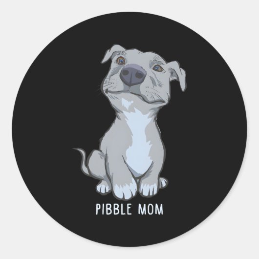 Sticker Rond Pibble Maman Pittie Love Pitbull (Devant)