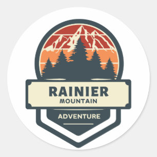 Sticker Rond Pic Rainier escalade et T-shirt randonnée