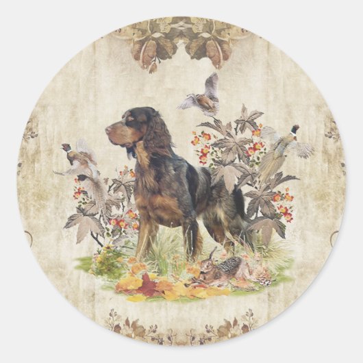 Sticker Rond Picardy Spaniel, chasse aux oiseaux (Devant)