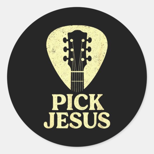 Sticker Rond Pick Jesus - Christian Guitar Worship Pastor  (Devant)
