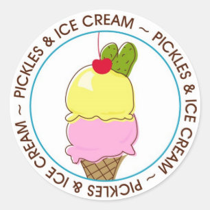 Sticker Rond Pickets et glace, bordure bleue