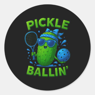 Sticker Rond Pickle ball féminin, joli pickle ball, drôle de bl