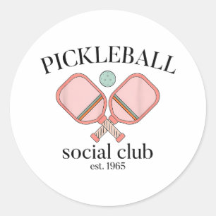 Sticker Rond Pickle Ball Social Club EST 1965 Hommes Femmes