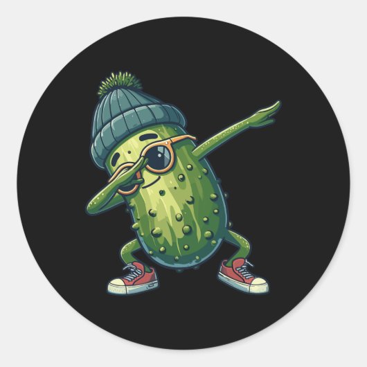 Sticker Rond Pickle Concomber Funny National Pickle Day Dabbing (Devant)