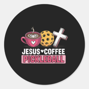 Sticker Rond Pickleball à café Jésus