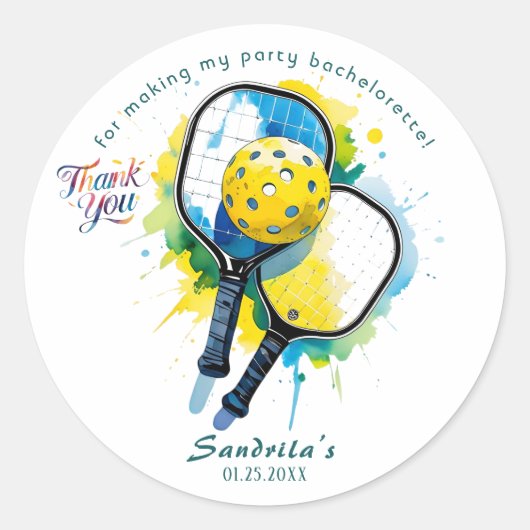 Sticker Rond Pickleball  | Bachelorette  (Devant)