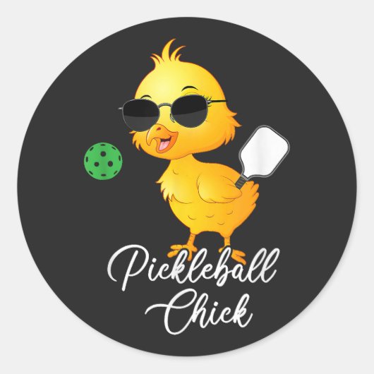 Sticker Rond Pickleball Chick Funny Pickleball (Devant)