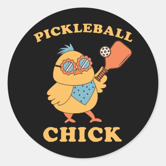 Sticker Rond Pickleball Chick - rétro (Devant)