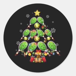 Sticker Rond Pickleball Christmas Tree Dink Pickleball Joueur d
