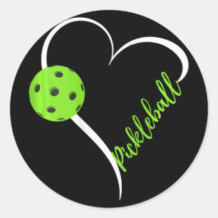 Sticker Rond Pickleball de Love - Match de Pickleball mignon