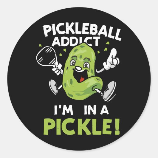 Sticker Rond Pickleball drôle (Devant)