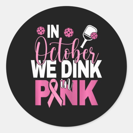 Sticker Rond Pickleball - En Octobre Nous Dînons En Rose i (Devant)