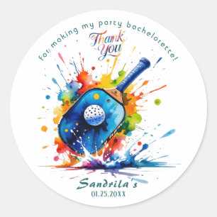 Sticker Rond Pickleball Enterrement de vie de jeune fille