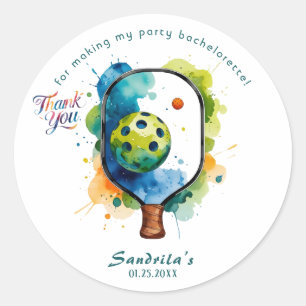 Sticker Rond Pickleball Enterrement de vie de jeune fille