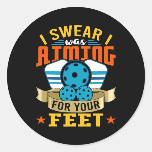 Sticker Rond Pickleball Funny Quotes Humorous Slogans Men (Devant)