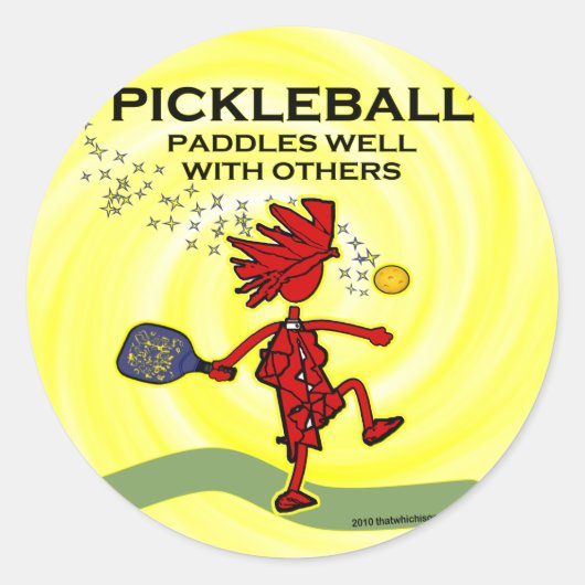 Sticker Rond Pickleball Paddles Bien Avec D'Autres (Devant)