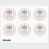 Sticker Rond Pickleball Pink Green Preppy fête d'anniversaire (Feuille)