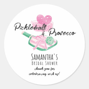 Sticker Rond Pickleball & Prosecco Rétro Enterrement de Vie de 