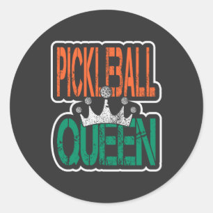 Sticker Rond Pickleball Queen - Regal Court Elegance