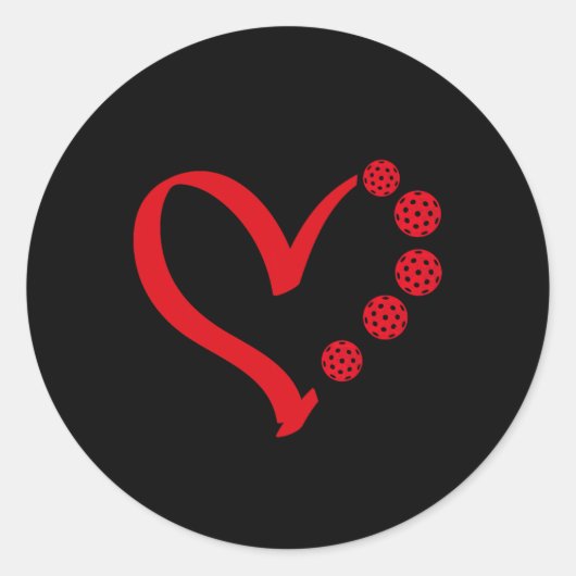 Sticker Rond Pickleball Saint-Valentin Coeur Pickleball (Devant)
