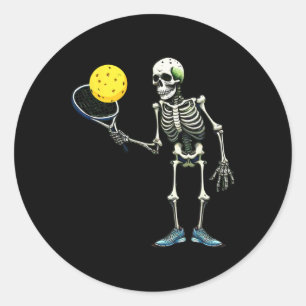 Sticker Rond Pickleball Skeleton Tee Halloween Costume Pickleba