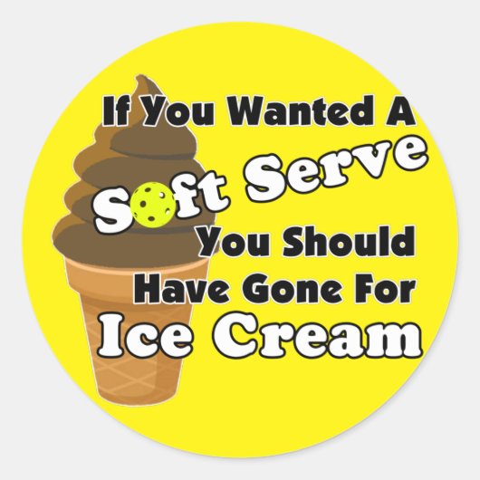 Sticker Rond Pickleball Soft Server, Aller pour la crème glacée (Devant)