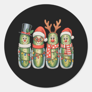 Sticker Rond Pickles de Noël Drôle de Fêtes de Noël Festives