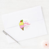Sticker Rond Pickles & Glace Cream, Baby shower fille (Enveloppe)