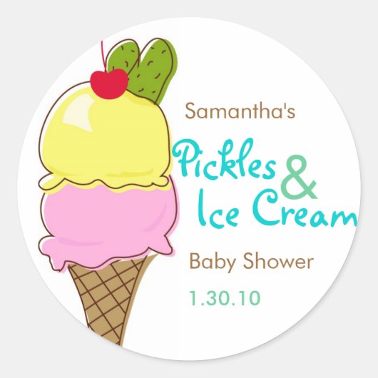 Sticker Rond Picks & Glace Cream, Baby shower garçon (Devant)