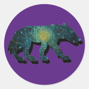 Sticker Rond Pictish Wolf Maze