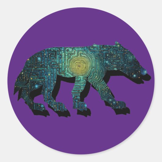 Sticker Rond Pictish Wolf Maze (Devant)