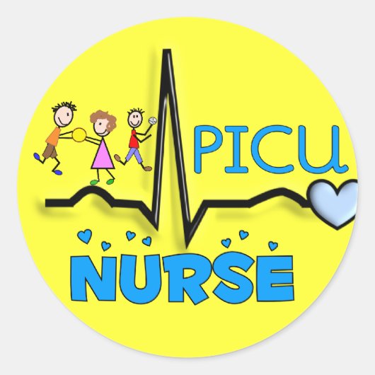 Sticker Rond PICU Infirmière Cadeaux-QRS Segment et conception (Devant)