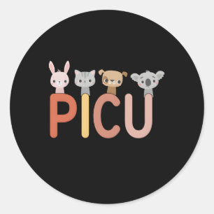 Sticker Rond Picu Nurse Unité de soins intensifs pédiatriques