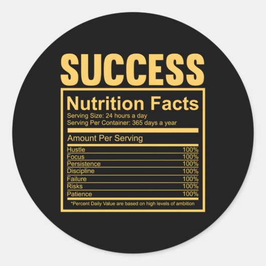 Sticker Rond Piculaires de réussite Citation de la valeur nutri (Devant)