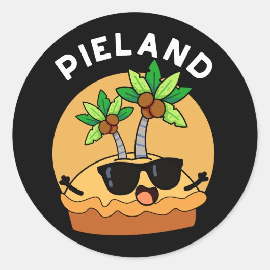 Sticker Rond Pie-land Funny Island Pun Dark BG (Devant)