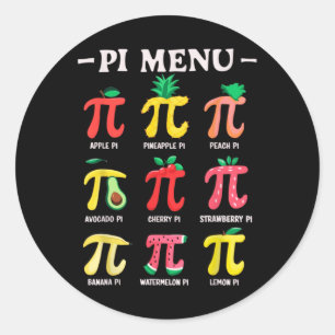 Sticker Rond Pie Menu Funny Pi Day Pi 3.14 Math Teacher Pi Symb
