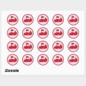 Sticker Rond Pie Social Party Dessert Bake Vente fraise (Feuille)