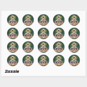 Sticker Rond Pièce d'art de lecture de jardin cosy (Feuille)