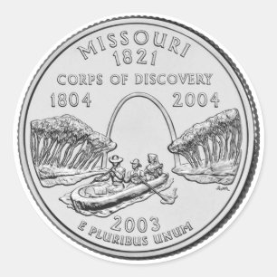 Sticker Rond Pièce de 25 cents du Missouri