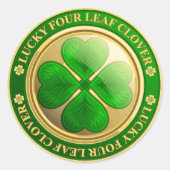 Sticker Rond Pièce de Clover Or St Patrick (Devant)