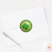 Sticker Rond Pièce de Clover Or St Patrick (Enveloppe)