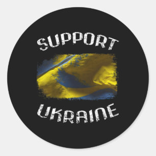 Sticker Rond Pièce de déclaration Grunge Stand With Ukraine pou