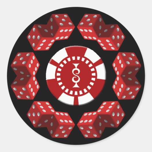 STICKER ROND PIÈCE DE DICE ET DE POKER (Devant)