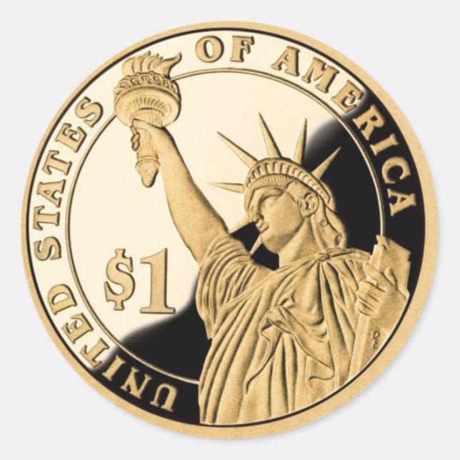 Sticker Rond Pièce de monnaie du dollar de liberté (Devant)